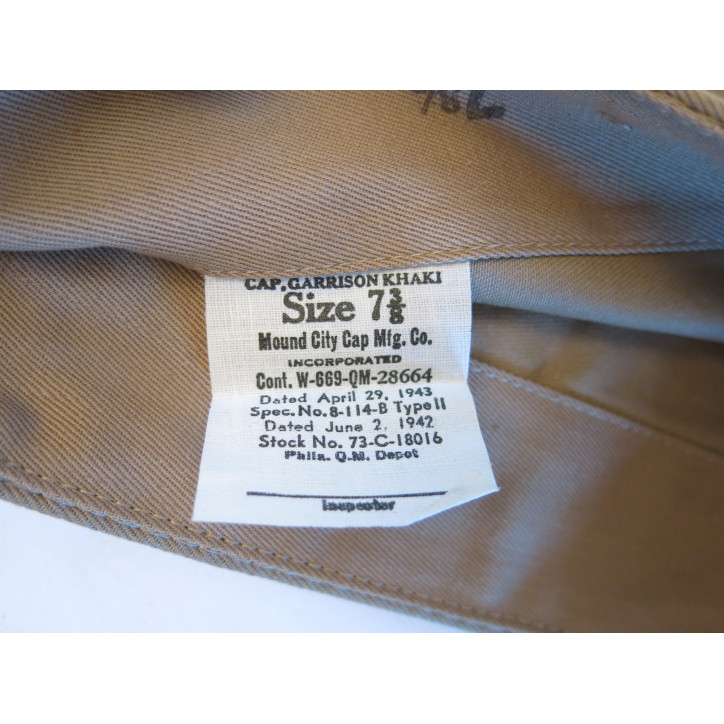 Calot US original  Caps Garrison 1943 taille 7 3/8