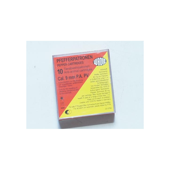 Boite de 10 cartouches 9 mm PA a gaz  anti animal  réf MD222