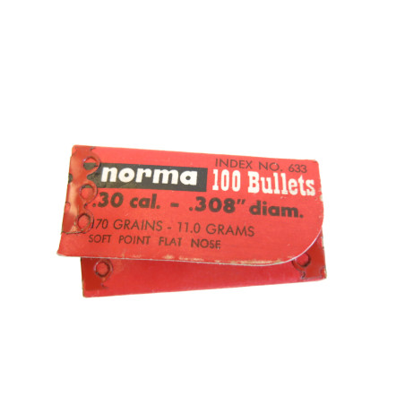 Boite de 100 ogives Norma calibre 308 170 GR