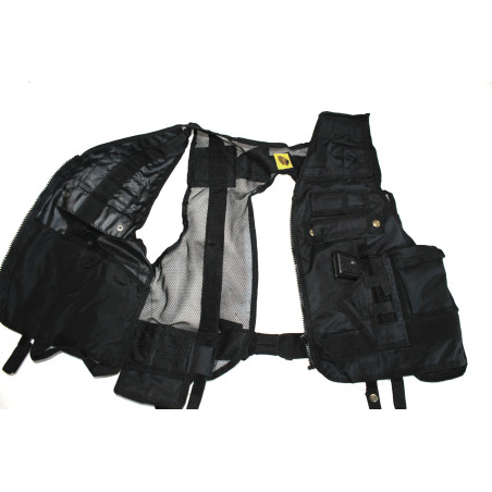 Gilet tactique avec dos ouvert multi-poches noir