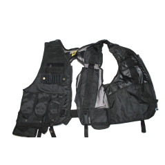 Gilet tactique avec dos ouvert multi-poches noir
