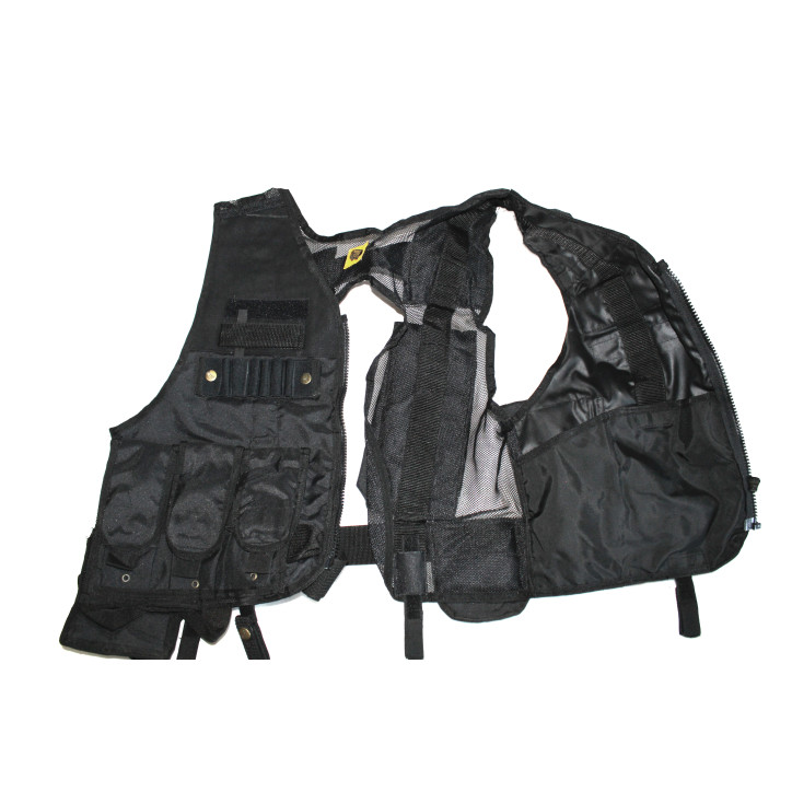 Gilet tactique avec dos ouvert multi-poches noir