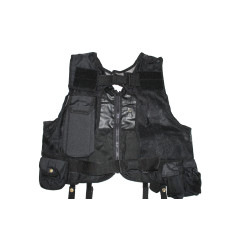 Gilet tactique avec dos ouvert multi-poches noir