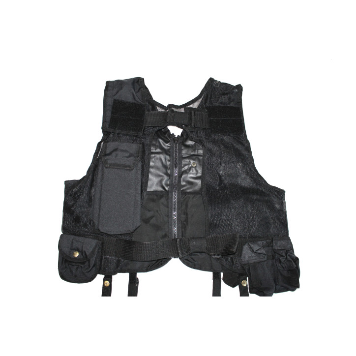 Gilet tactique avec dos ouvert multi-poches noir