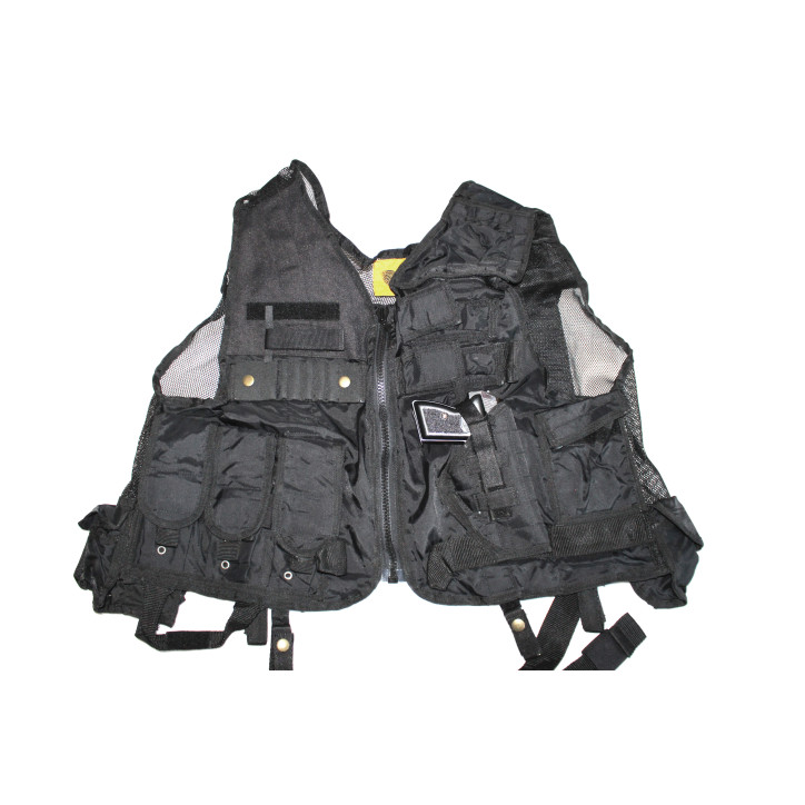 Gilet tactique avec dos aéré multi poches noir