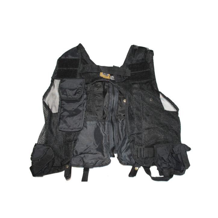 Gilet tactique avec dos aéré multi poches noir