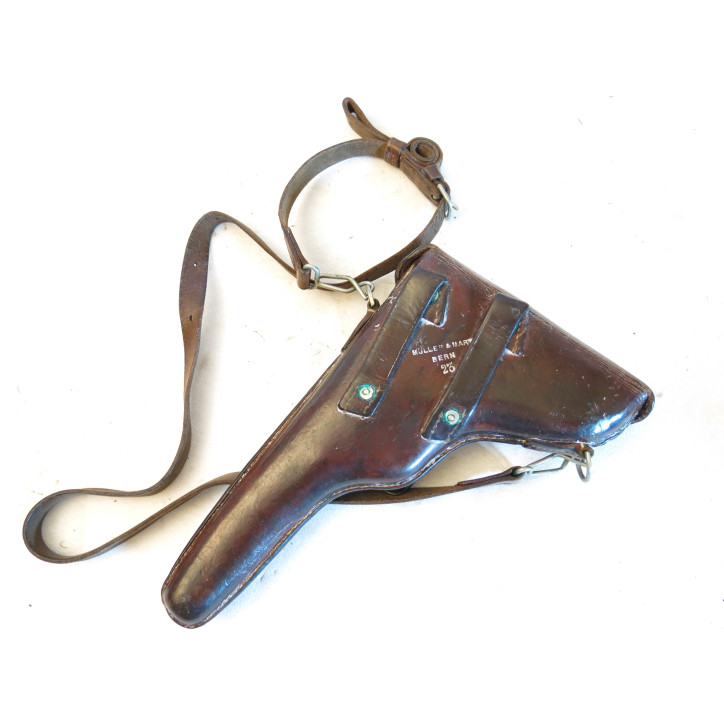 Etui cuir P08 Luger Suisse modele 1900 /1906  daté 1923 ref lu155