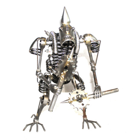 Statuette métallique d'Alien avec massue