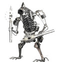 Statuette métallique d'Alien avec massue