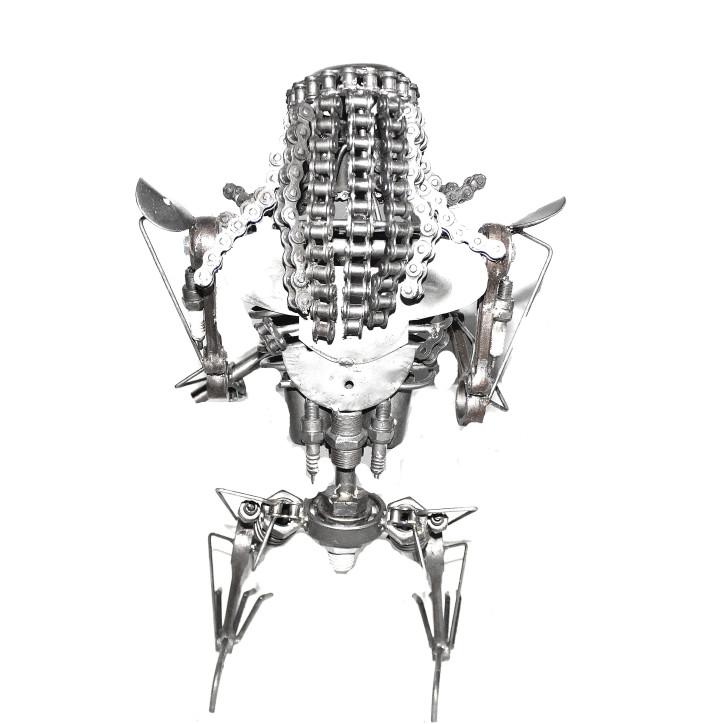 Statuette métallique du Predator avec doubles haches