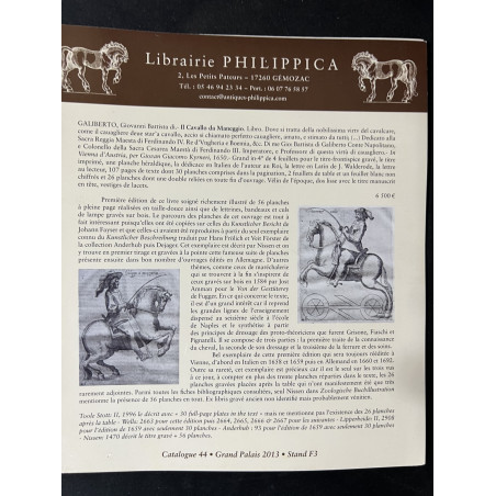 Dépliant Librairie Philippica issu du catalogue 44