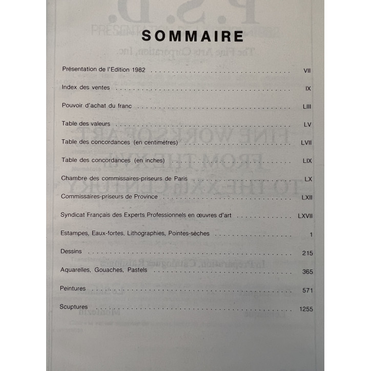 Annuaire International des ventes Peintures et sculptures de 1982 ed Mayer