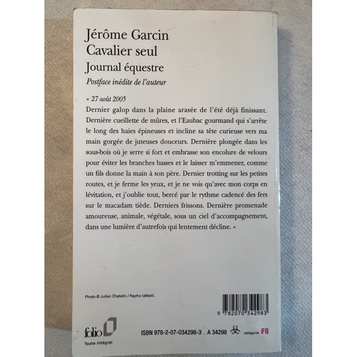 Roman Cavalier Seul de Jérôme Garcin