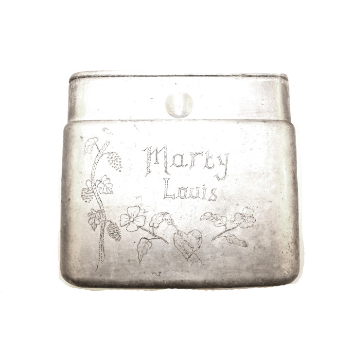 Set Gamelle gravée de l'armée française de 1939 en trois éléments gravée Marty et Louis