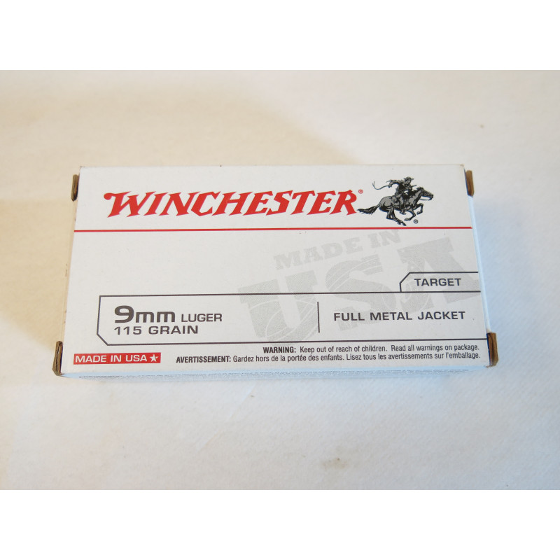 9 para LUGER boite de 50 cartouches Winchester  FMJ  115 GR  catégorie B 