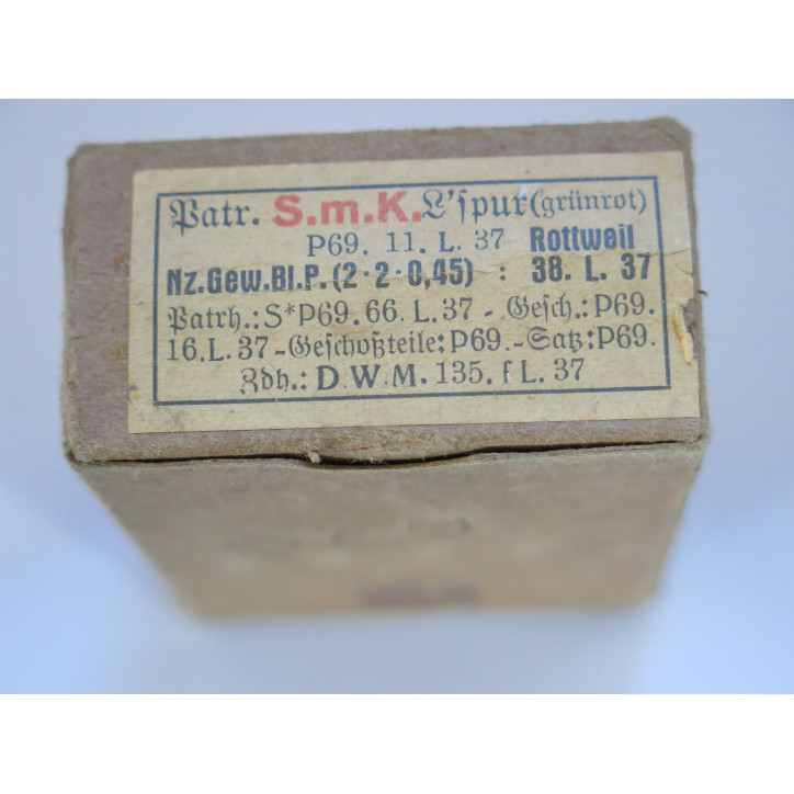 Boite vide Mauser 7.92 Smk L spur  verte rouge  P69 37  ref c54 