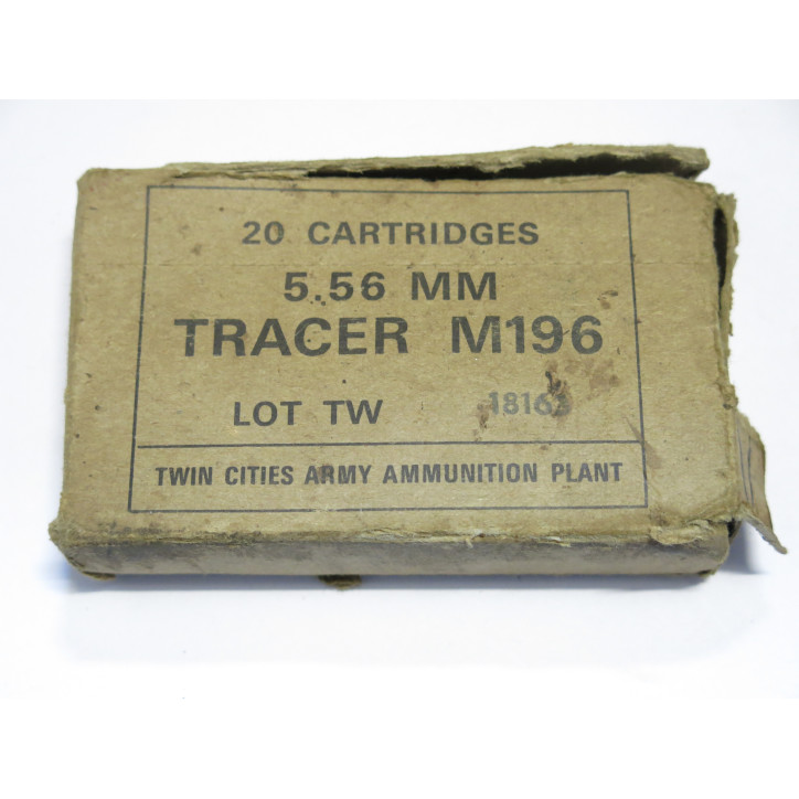 Boite  vide cartouches calibre 5.56 tracante M196 ref c 60 