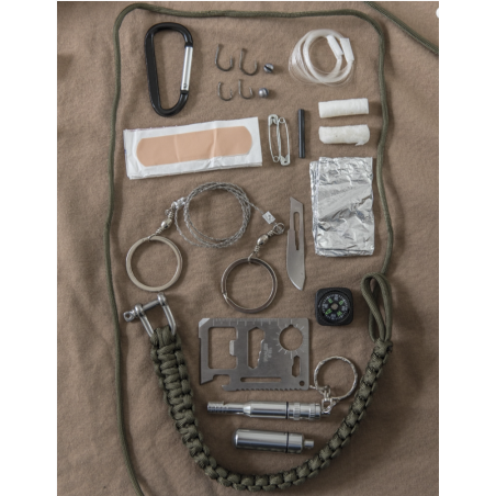Kit de survie PARACORDE de 23 éléments noir