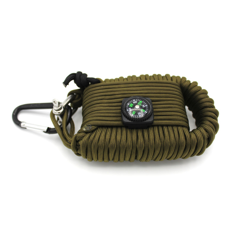 Kit de survie PARACORDE de 23 éléments vert