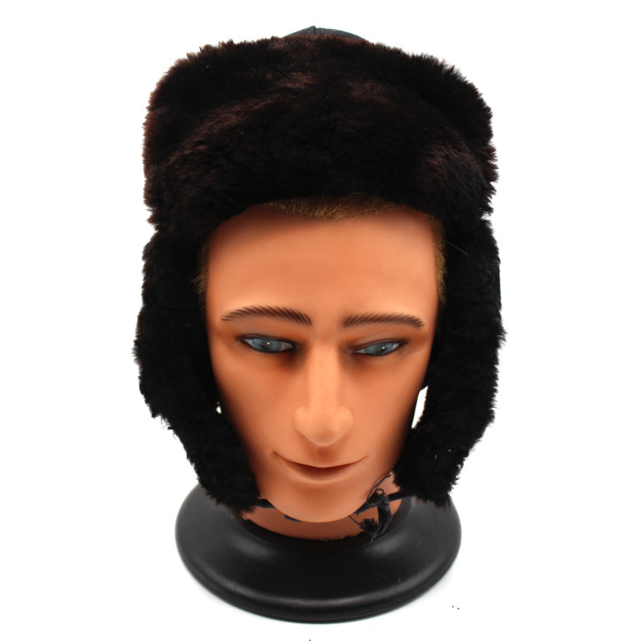 Ouchanka (chapka) marron et noire capitonnée