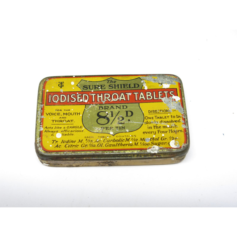 Boite comprimé iodé pour la gorge US   39/45 ref123  box  208