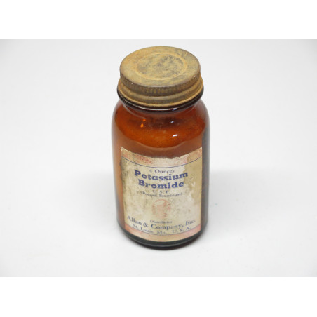 Pot en verre potassium Bromide US ww2 ref 60 box 221 