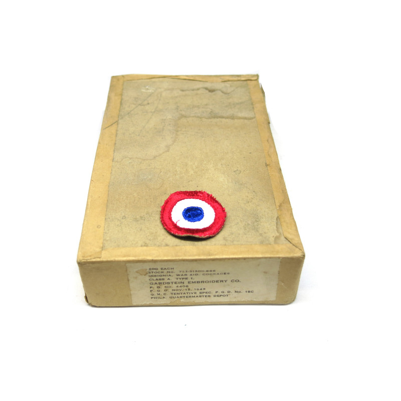 Boite vide 1943 pour insigne tissu cocarde France  ref box 195 