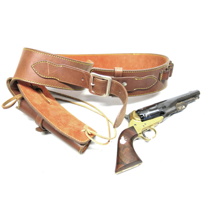 Etui cuir revolver poudre noire type western ref et 500