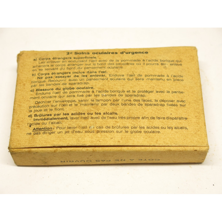 Boite carton pansement oculaire d'urgence Armée Francaise  ref 166