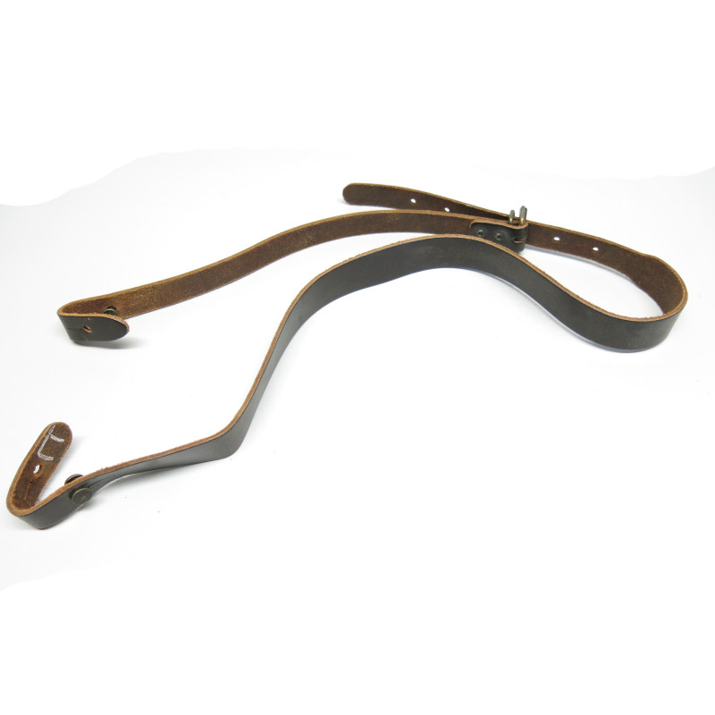 Bretelle de baudrier cuir noir  de ceinturon Francais ref 33