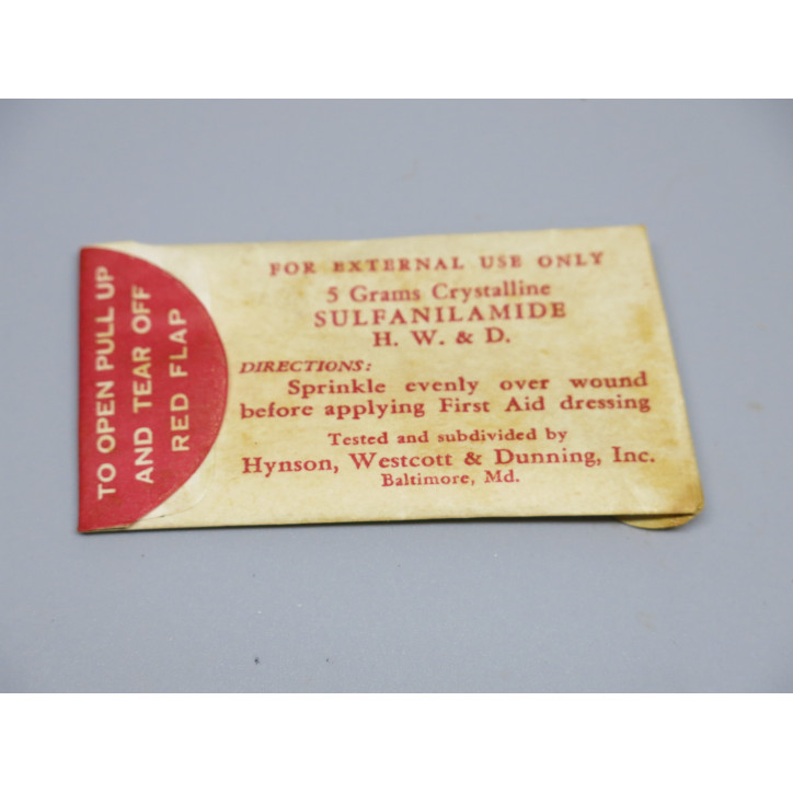 Paquet 5 grams Sulfanilamide US ww2 ref 33 