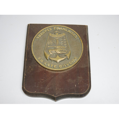 Plaque bronze sur bois 43 BIMA Troupes Francaise en cote d'ivoire ref 225