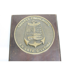 Plaque bronze sur bois 43 BIMA Troupes Francaise en cote d'ivoire ref 225