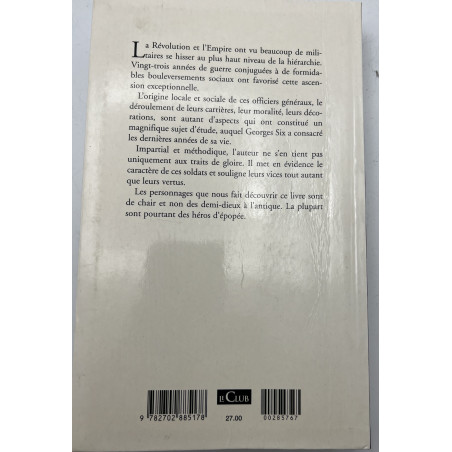 Livre Les Généraux de la révolution et de l'Empire - Georges Six