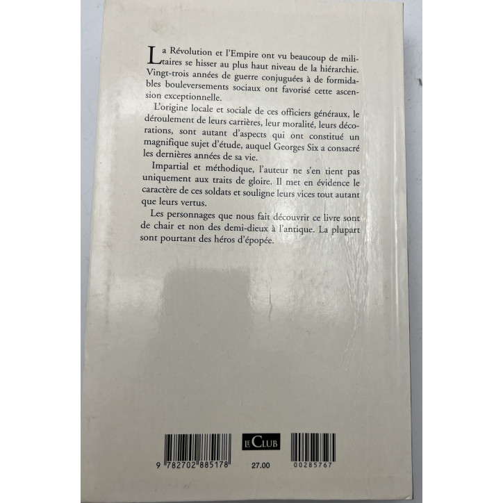 Livre Les Généraux de la révolution et de l'Empire - Georges Six