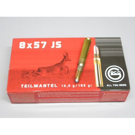 Boite de 20 cartouches 8 x 57 JS GECO 185 gr pointe ronde plomb