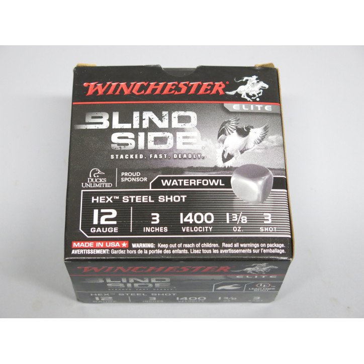 Boite de 25 cartouches billes acier 12/70 Winchester Blind side 3  inches 