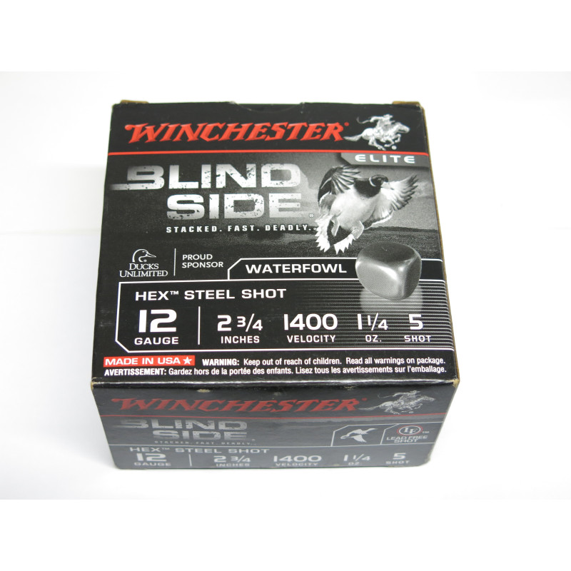 Boite de 25 cartouches billes acier 12/60 Winchester Blind side 2 3/4  inches 