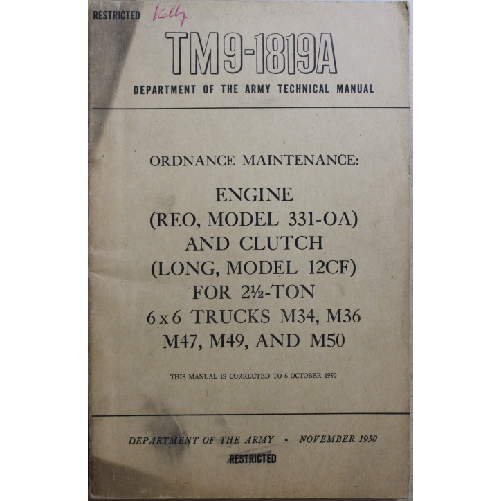 Manual TM9-1819A : Engine and Clutch for 2(1/2)-Ton M34 M36, M47, M49 and M50