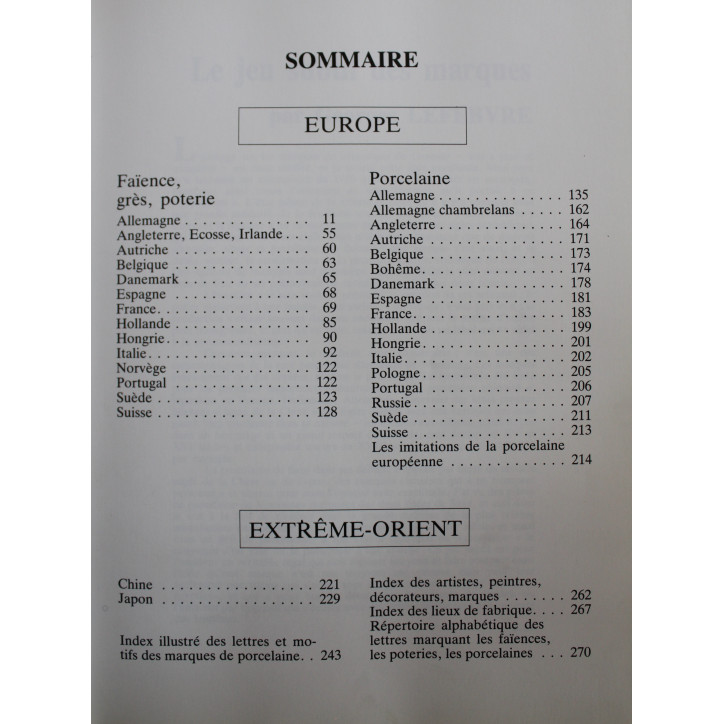Livre Les Marques des porcelaines Faïences et poteries d'Europe et d'Extrême-Orient
