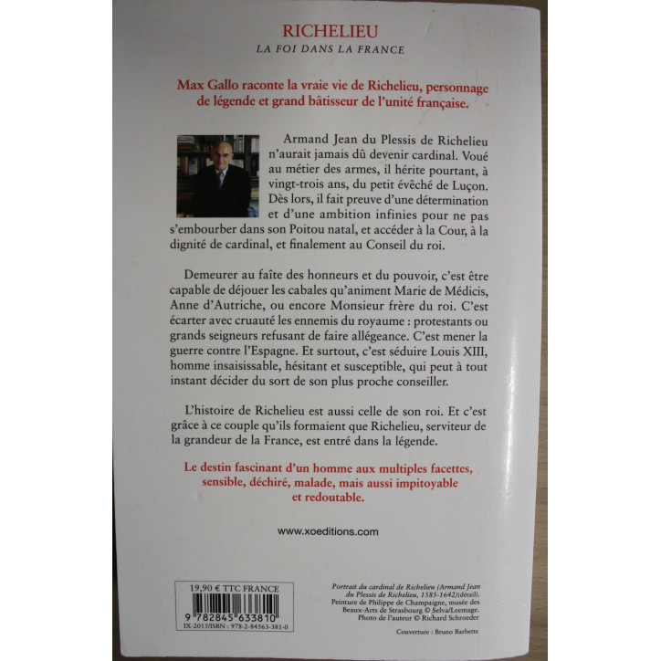 Livre Richelieu La foi dans la France de Max Gallo