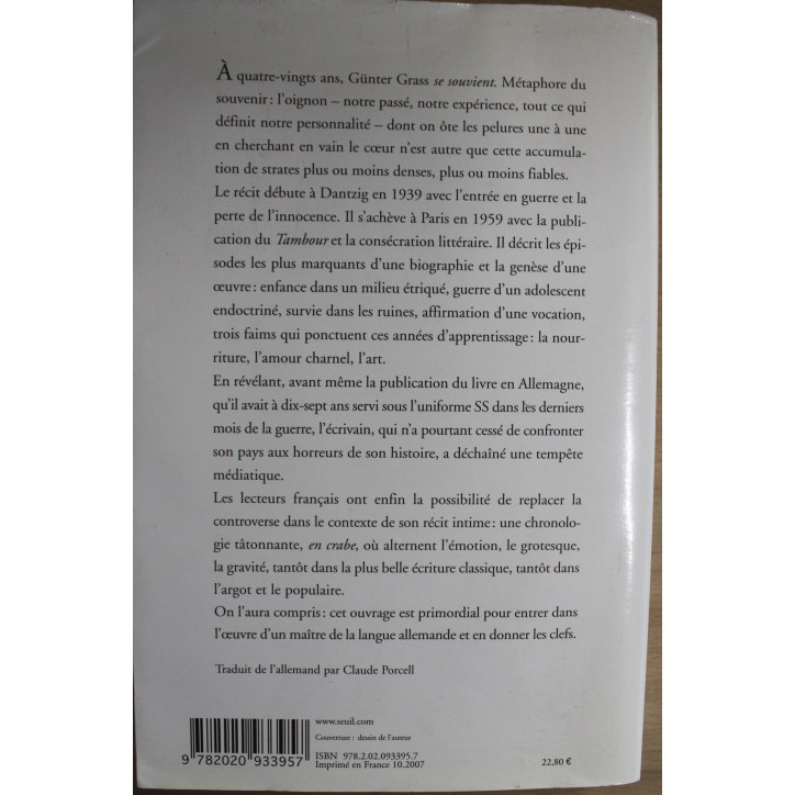 Livre Pelures d'oignons de Gunter Grass