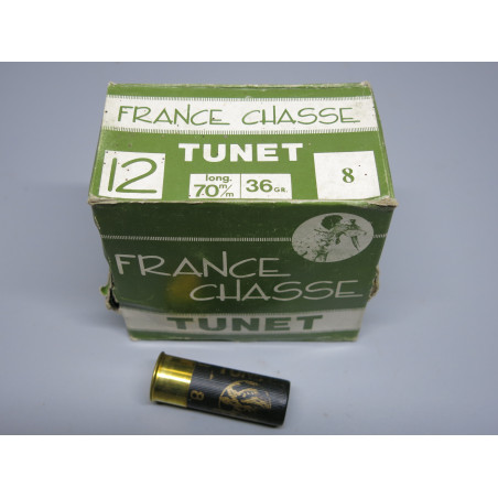 Boite de 25 cartouches calibre 12 / 70 36 GR TUNET numero 8