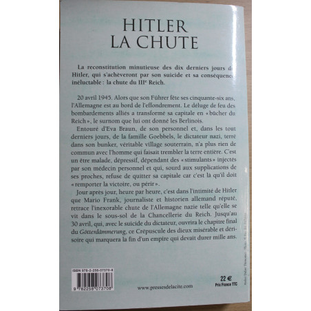 Livre Hitler La chute : Dans le Bunker heure par heure de Mario Frank