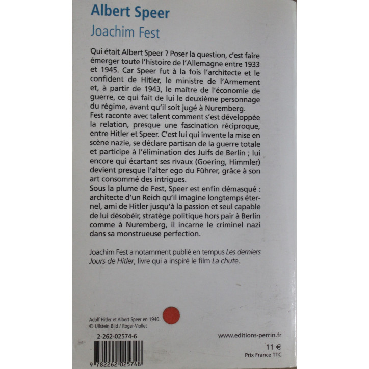Livre Albert Speer : Le confident de Hitler de Joachim Fest