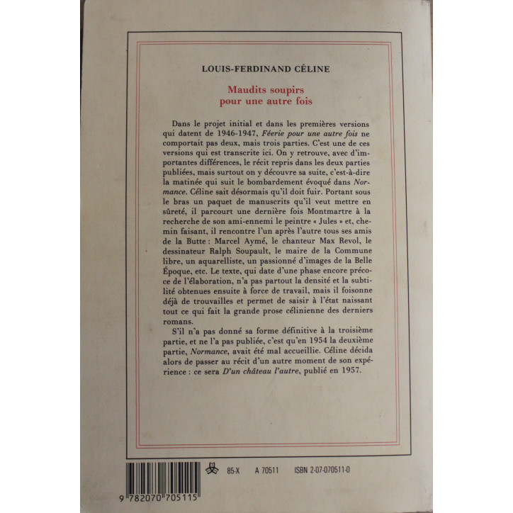 Livre Maudits soupirs pour une autre fois de L.-F Céline