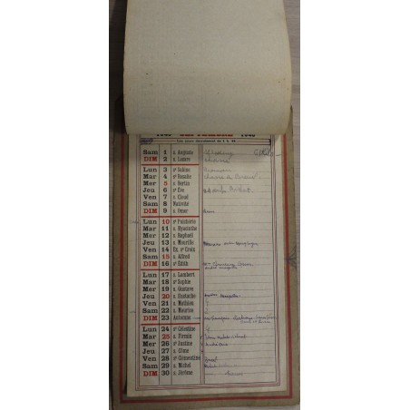 Calendrier Original de l'année 1945