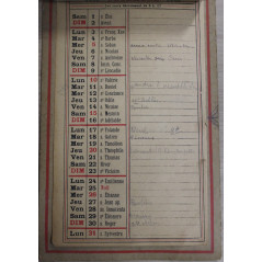 Calendrier Original de l'année 1945
