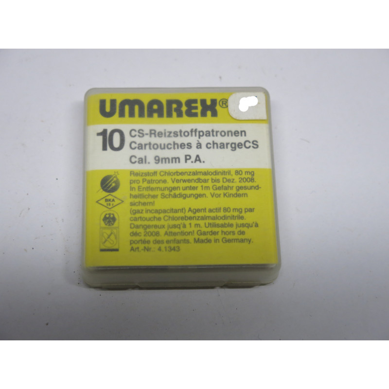 Boite de 10 cartouches UMAREX calibre 9 mm pistolet  gaz CS 