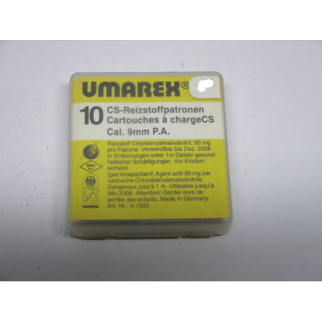 Boite de 10 cartouches UMAREX calibre 9 mm pistolet gaz CS